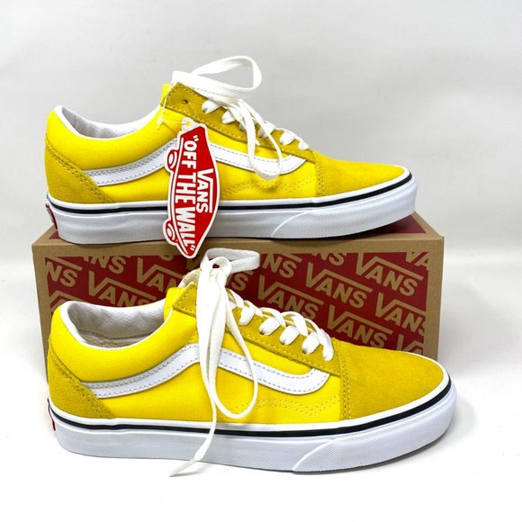 VANS Womens Size VN0A3WKTCA1 Old Skool Cyber Yellow Suede Canvas Low Top Sneaker - Picture 6 of 11